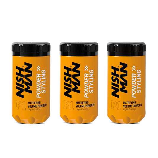 Nish Man Mattifying Hair Volumising Powder P1 (Regular Hold) 20g Trio Pack