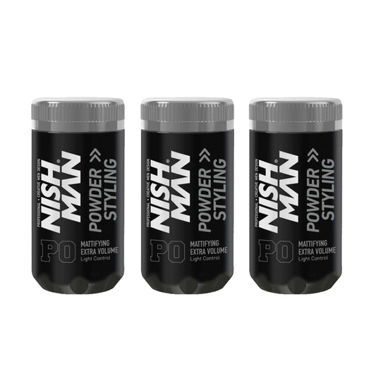 Nish Man Mattifying Hair Volumising Powder P0 (Light Hold) 20g Trio Pack