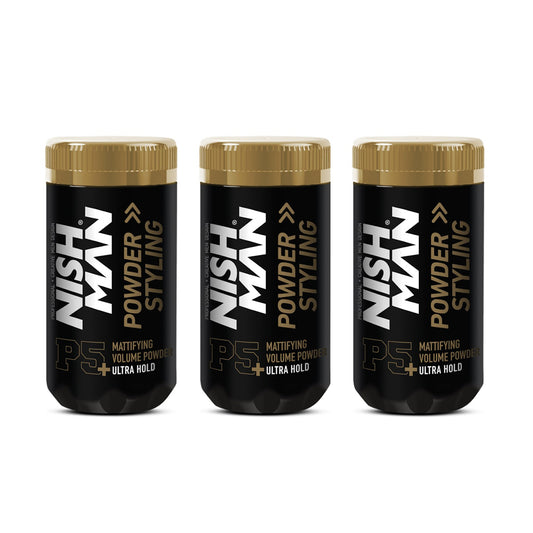 Nish Man Mattifying Hair Volumising Powder P5+ (Extra Hold) 20g Trio Pack